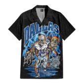Dallas Cowboys Skeleton Hawaiian Shirt Front - TeeAloha