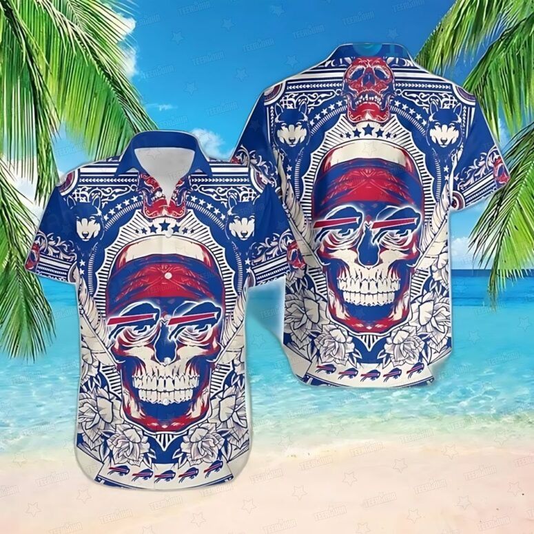 Buffalo Bills Bandana Skull Blue Hawaiian Shirt