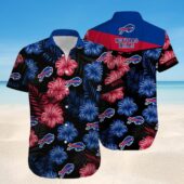Buffalo Bills Black and Blue Hibiscus Hawaiian Shirt