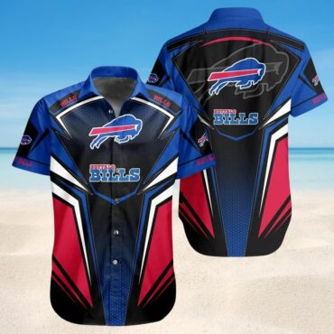 Buffalo Bills Black Red and Blue Geometric Hawaiian Shirt