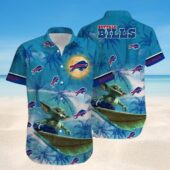 Buffalo Bills Blue and Green Tropical Character Hawaiian Shirt