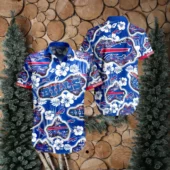 Buffalo Bills Blue and White Hibiscus Hawaiian Shirt