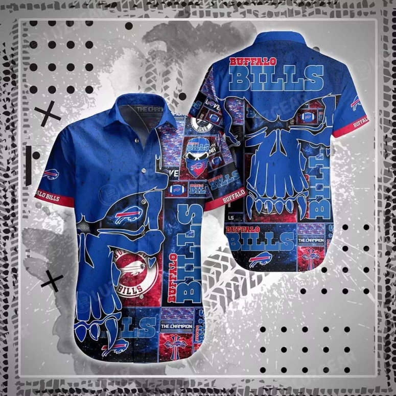 Buffalo Bills Blue Skull Hawaiian Shirt