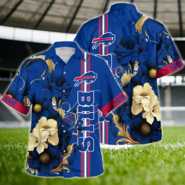 Buffalo Bills Elegant Floral Blue Hawaiian Shirt