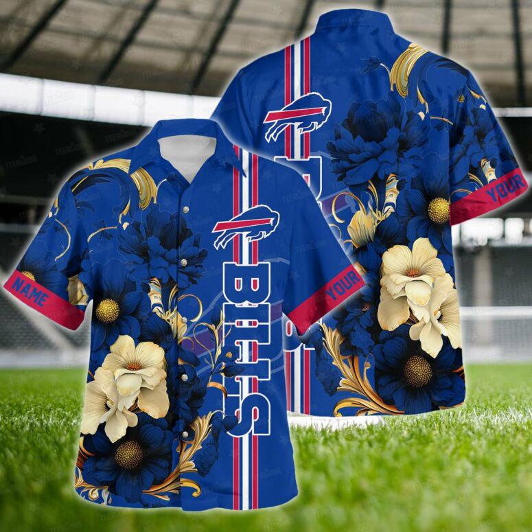 Buffalo Bills Elegant Floral Blue Hawaiian Shirt