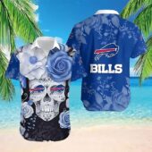 Buffalo Bills Floral Skull Blue Hawaiian Shirt