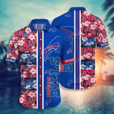 Buffalo Bills Floral Stripe Hawaiian Shirt