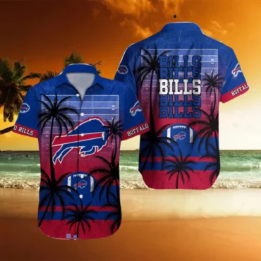 Buffalo Bills Gridiron Palms Hawaiian Shirt