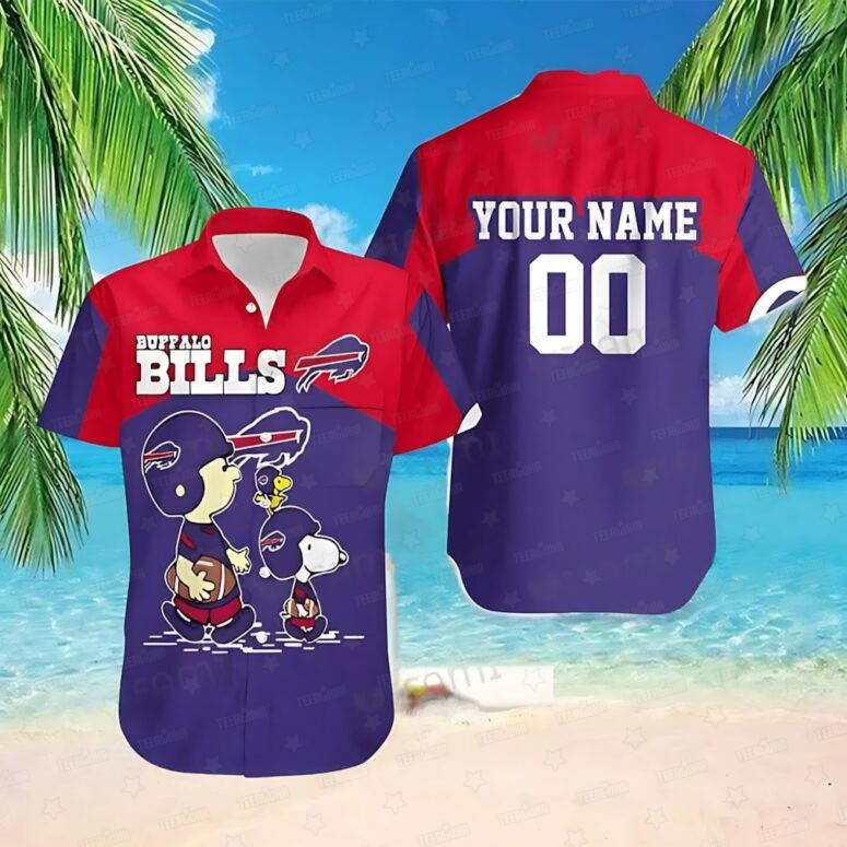 Buffalo Bills Peanuts Gang Red and Blue Hawaiian Shirt