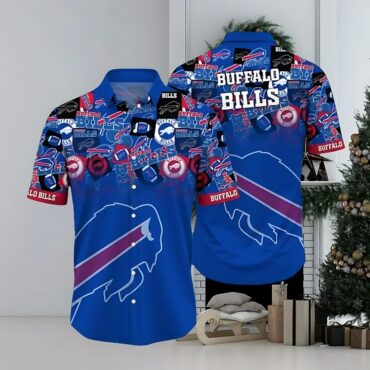 Buffalo Bills Red and Blue Gridiron Hawaiian Shirt