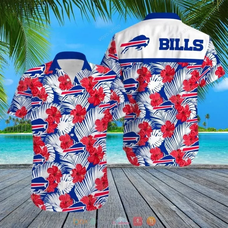 Buffalo Bills Red and Blue Hibiscus Hawaiian Shirt