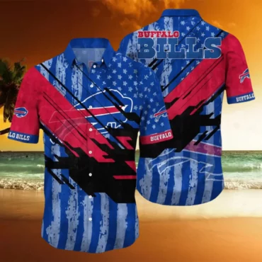 Buffalo Bills Red White and Blue Starburst Hawaiian Shirt