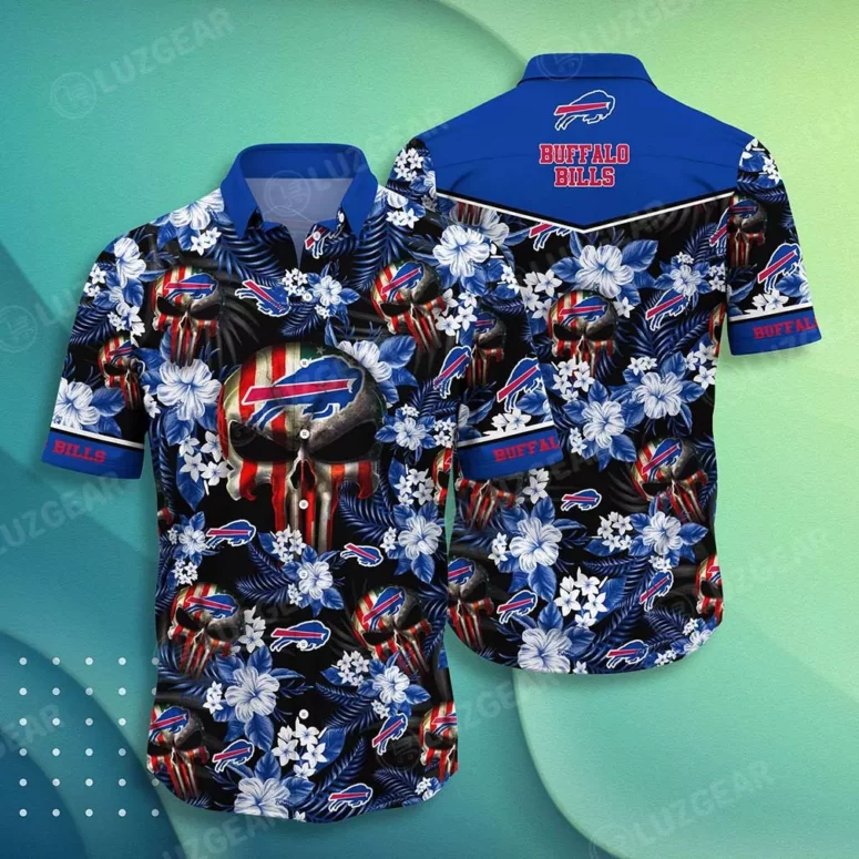 Buffalo Bills Skull Blossom Hawaiian Shirt