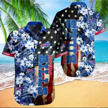 Buffalo Bills Star-Spangled Floral Hawaiian Shirt
