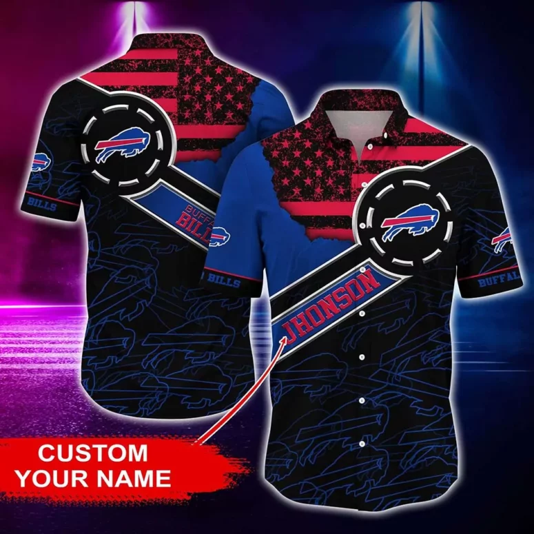 Buffalo Bills Star-Spangled Personalized Name Hawaiian Shirt