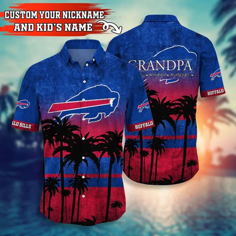 Buffalo Bills Sunset Palm Personalized Hawaiian Shirt