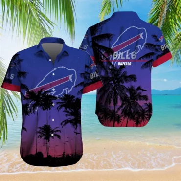 Buffalo Bills Sunset Silhouette Palm Hawaiian Shirt