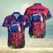 Buffalo Bills Tiki Totem and Parrot Hawaiian Shirt