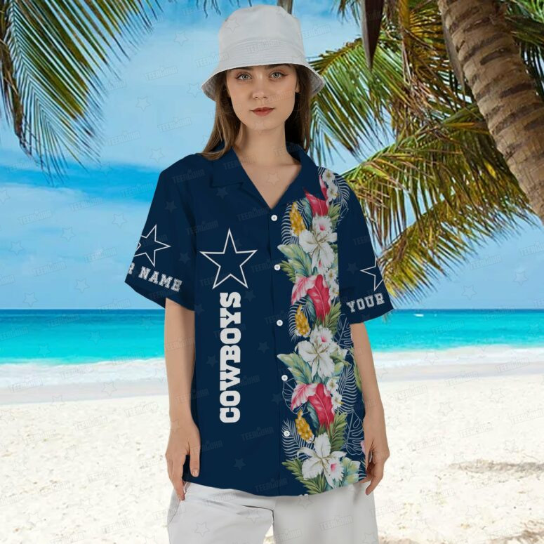 Dallas Cowboys Floral Fantasy Personalized Hawaiian Shirt