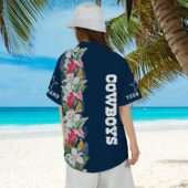 Dallas Cowboys Floral Fantasy Personalized Hawaiian Shirt Back Side - TeeAloha