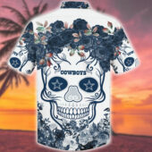 Dallas Cowboys Nfl Flower Skull Hawaiian Shirt Backside - TeeAloha