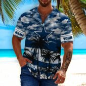 Dallas Cowboys Palm Sky Custom Name Hawaiian Shirt - TeeAloha