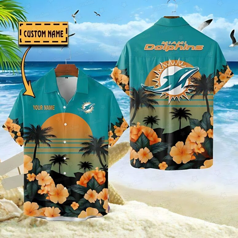 Miami Dolphins Sunset Paradise Hawaiian Shirt