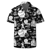 Baltimore Orioles Black White Baseball Vibes Hawaiian Shirt Front - TeeAloha