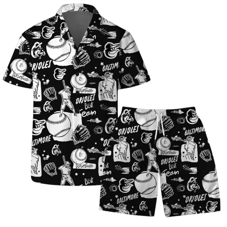 Baltimore Orioles Black & White Baseball Vibes Hawaiian Shirt