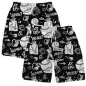 Baltimore Orioles Black White Baseball Vibes Hawaiian Shirt Short - TeeAloha