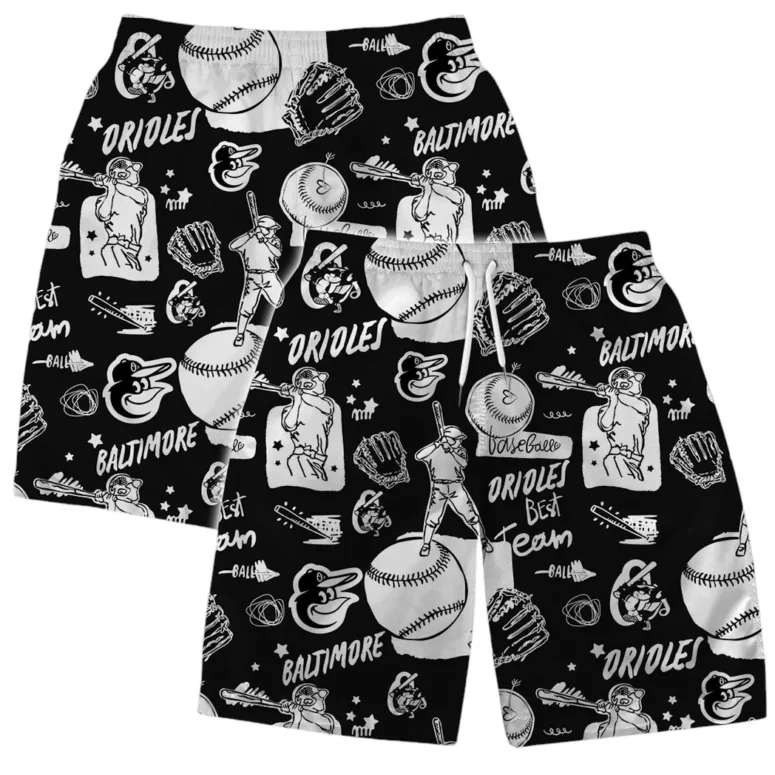 Baltimore Orioles Black & White Baseball Vibes Hawaiian Shirt