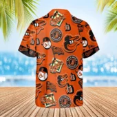 Baltimore Orioles Bold Icons Hawaiian Shirt Back - TeeAloha