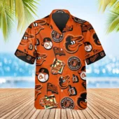 Baltimore Orioles Bold Icons Hawaiian Shirt Front - TeeAloha