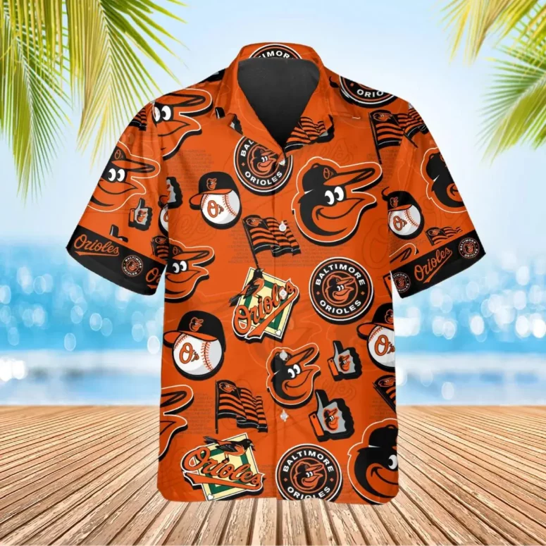 Baltimore Orioles Bold Icons Hawaiian Shirt