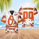 Baltimore Orioles Custom Palm Breeze Hawaiian Shirt - TeeAloha