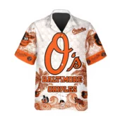 Baltimore Orioles Custom Palm Breeze Hawaiian Shirt Front - TeeAloha