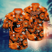 Baltimore Orioles Floral Burst Hawaiian Shirt