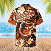 Baltimore Orioles Floral Island Hawaiian Shirt Back - TeeAloha