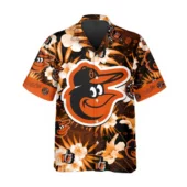 Baltimore Orioles Floral Island Hawaiian Shirt Front - TeeAloha