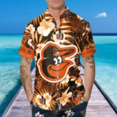 Baltimore Orioles Floral Island Hawaiian Shirt Mockup Front - TeeAloha