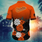 Baltimore Orioles Neon Floral Burst Hawaiian Shirt Back - TeeAloha