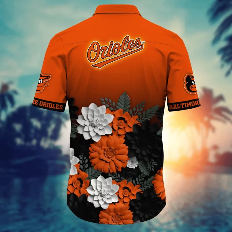 Baltimore Orioles Neon Floral Burst Hawaiian Shirt