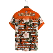 Baltimore Orioles Orange Tropical Bloom Hawaiian Shirt Back - TeeAloha