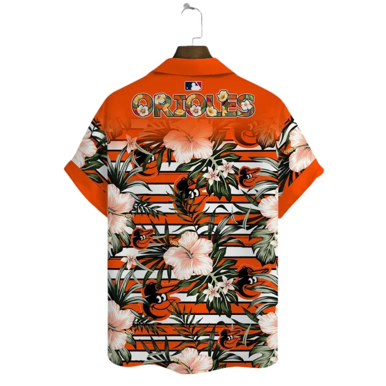 Baltimore Orioles Orange Tropical Bloom Hawaiian Shirt