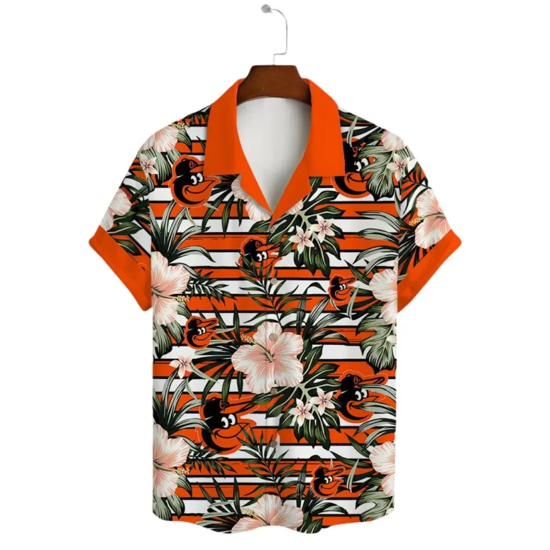 Baltimore Orioles Orange Tropical Bloom Hawaiian Shirt