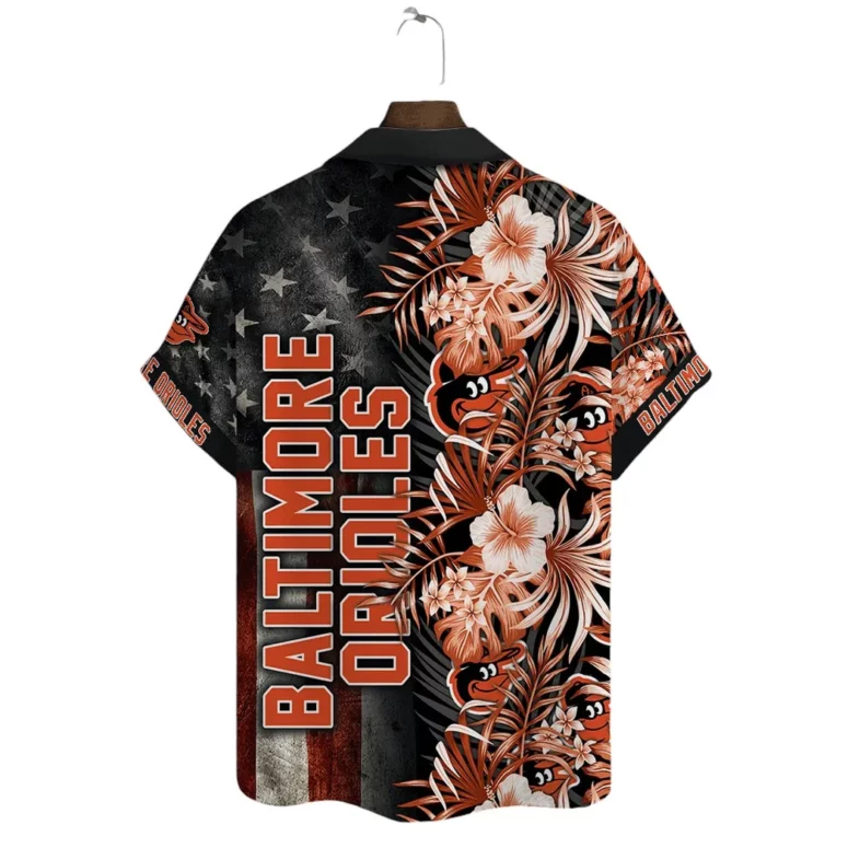 Baltimore Orioles Patriotic Flora Hawaiian Shirt