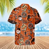 Baltimore Orioles Pinstripe Icons Hawaiian Shirt Back - TeeAloha