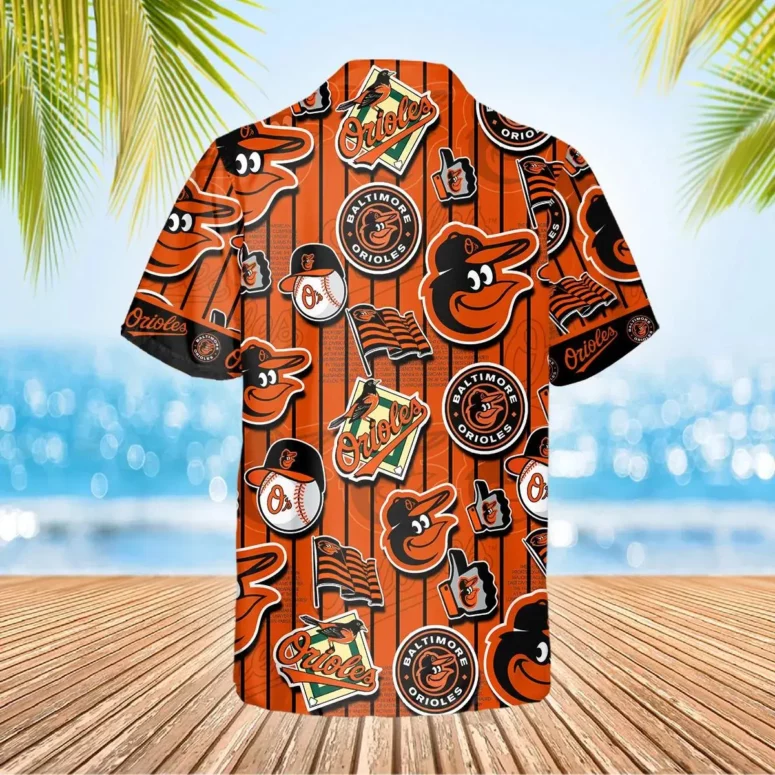 Baltimore Orioles Pinstripe Icons Hawaiian Shirt