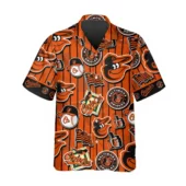 Baltimore Orioles Pinstripe Icons Hawaiian Shirt Front - TeeAloha