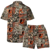 Baltimore Orioles Retro Patchwork Hawaiian Shirt Back With Short - TeeAloha